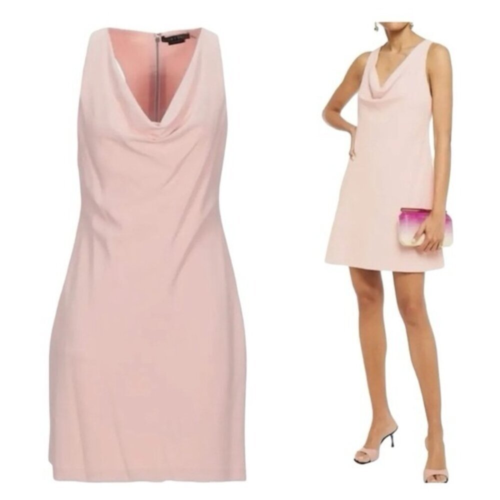 NWT alice + olivia Classics Harmony Racerback Cowl Neck ALine Blush Mini Dress 6